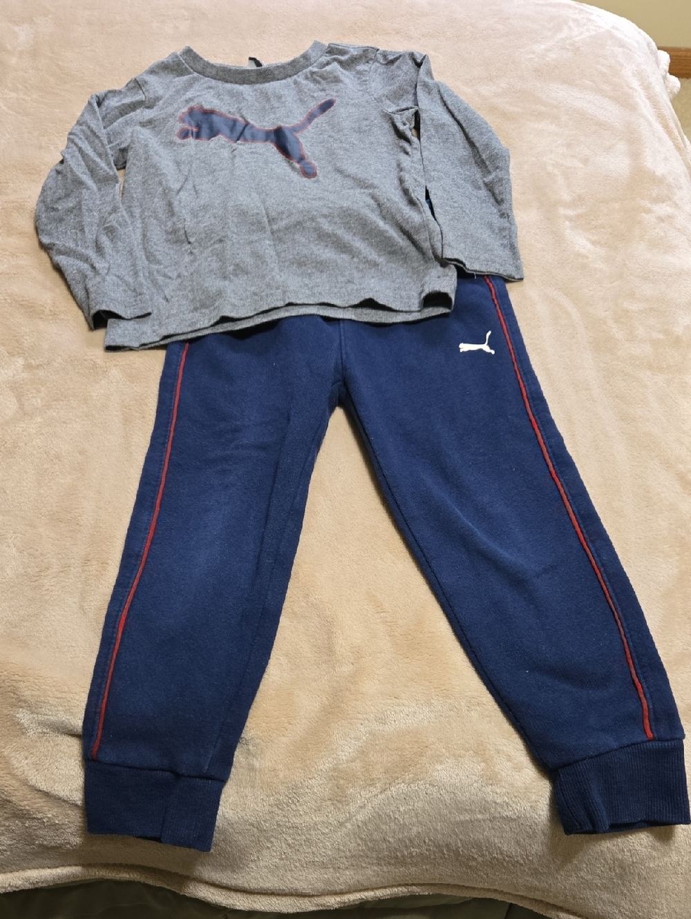 Puma Boys Navy And Gray Jogging Set
